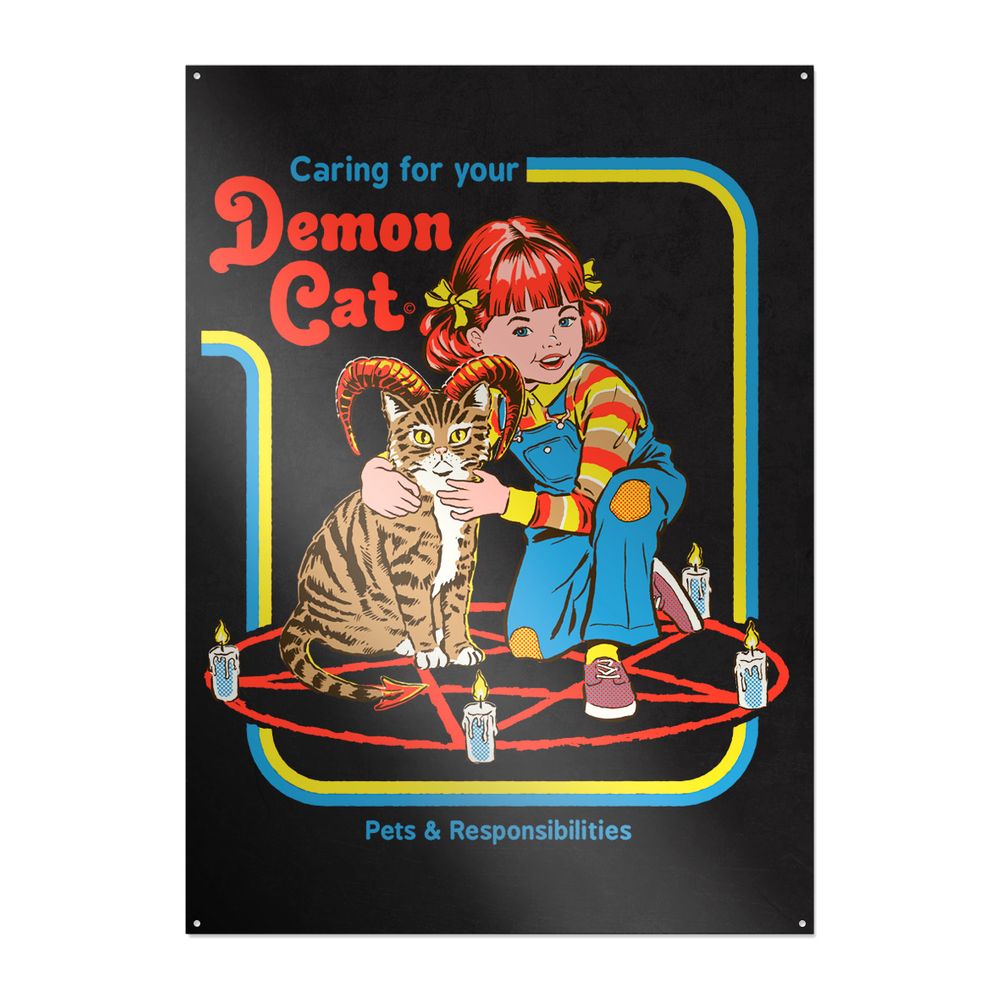 Steven Rhodes - Caring for your Demon Cat - Metallschild